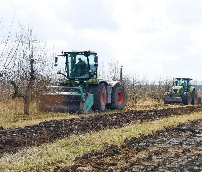 Раскорчевка двумя мульчерами: поверностным и ротоватором